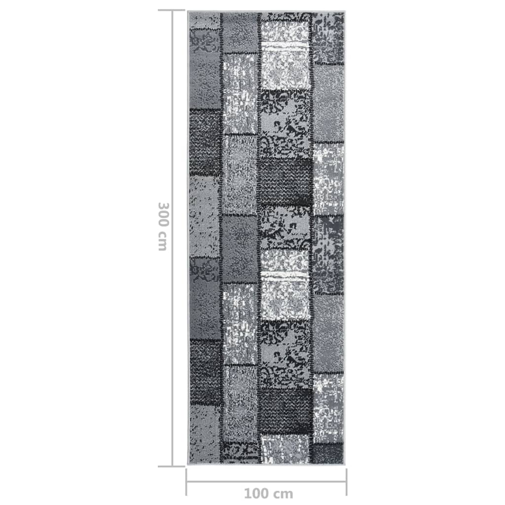 Teppichläufer BCF Grau mit Blockmuster 100x300 cm