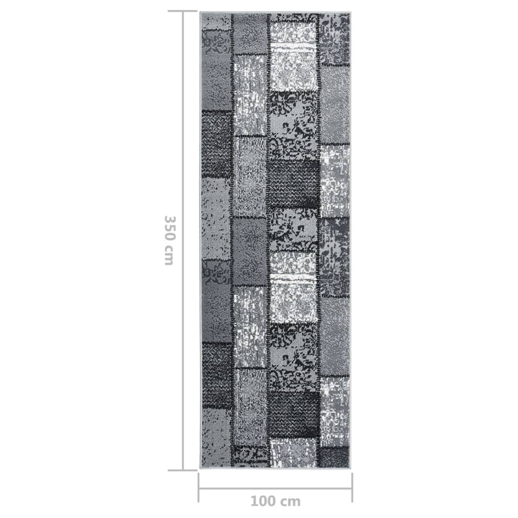 Teppichläufer BCF Grau mit Blockmuster 100x350 cm