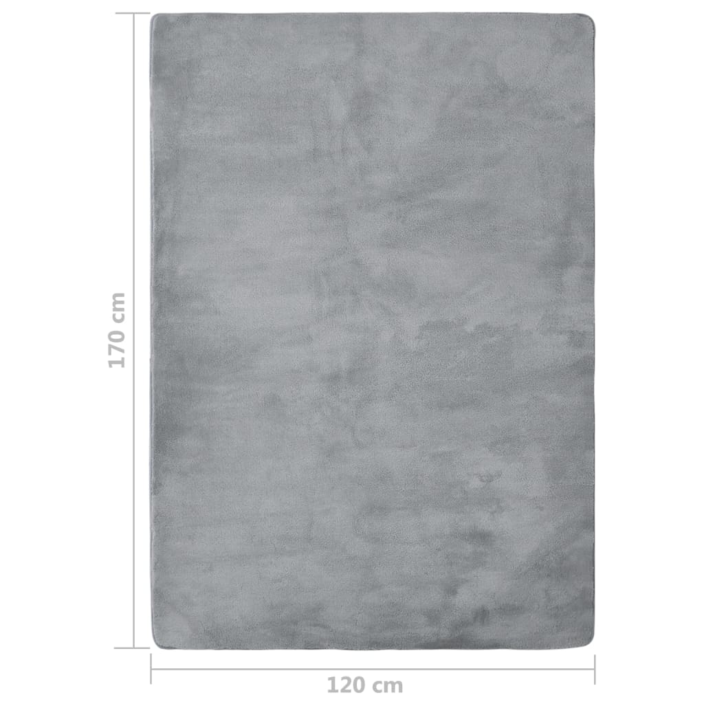 Hochflor-Teppich Grau 170x120 cm