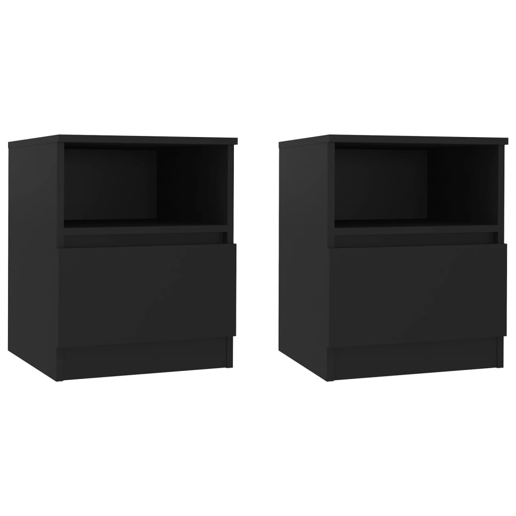Tables de chevet 2 pcs. Noir 40x40x50 cm en bois