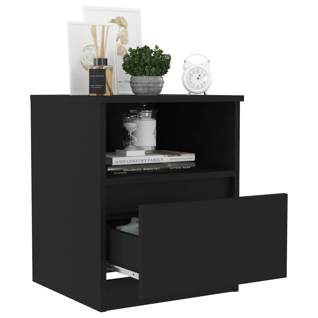 Tables de chevet 2 pcs. Noir 40x40x50 cm en bois