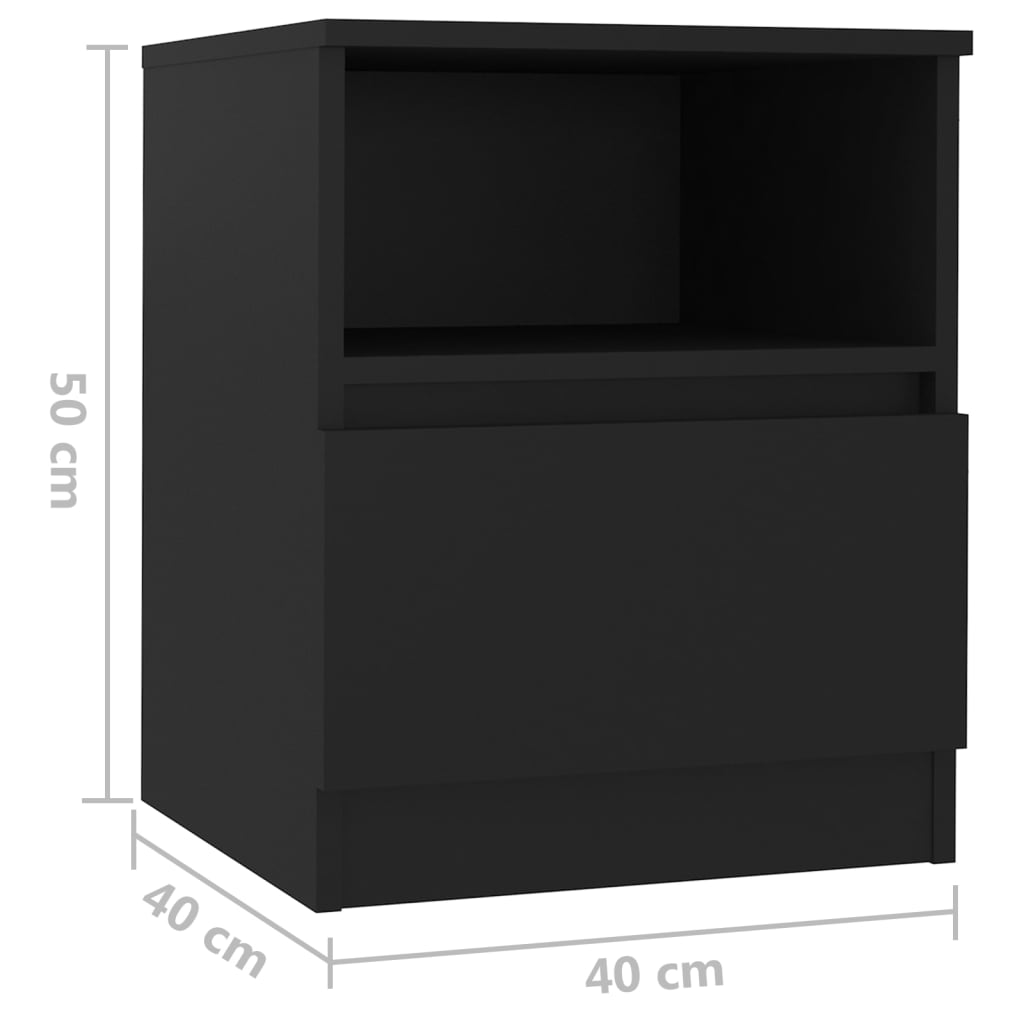 Tables de chevet 2 pcs. Noir 40x40x50 cm en bois