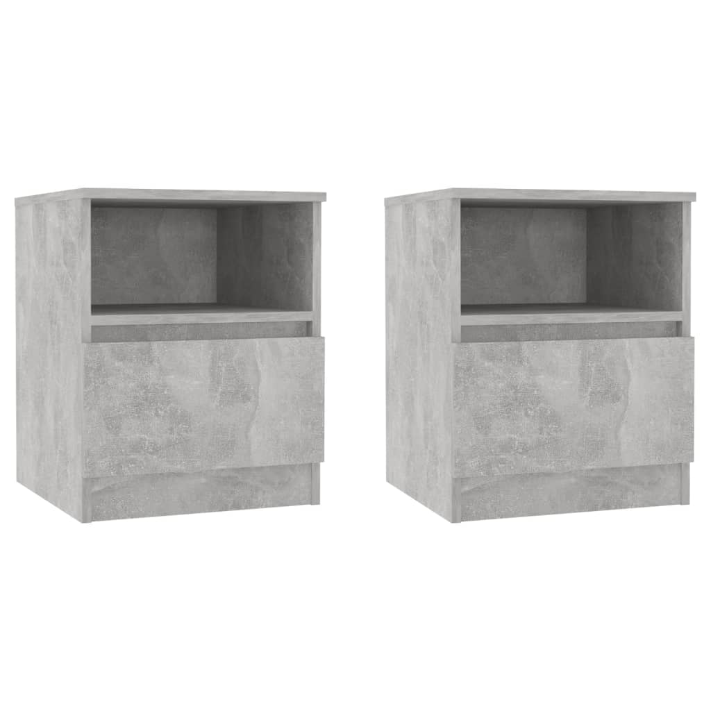 Bedside tables 2 pcs. Concrete grey 40x40x50 cm wood material