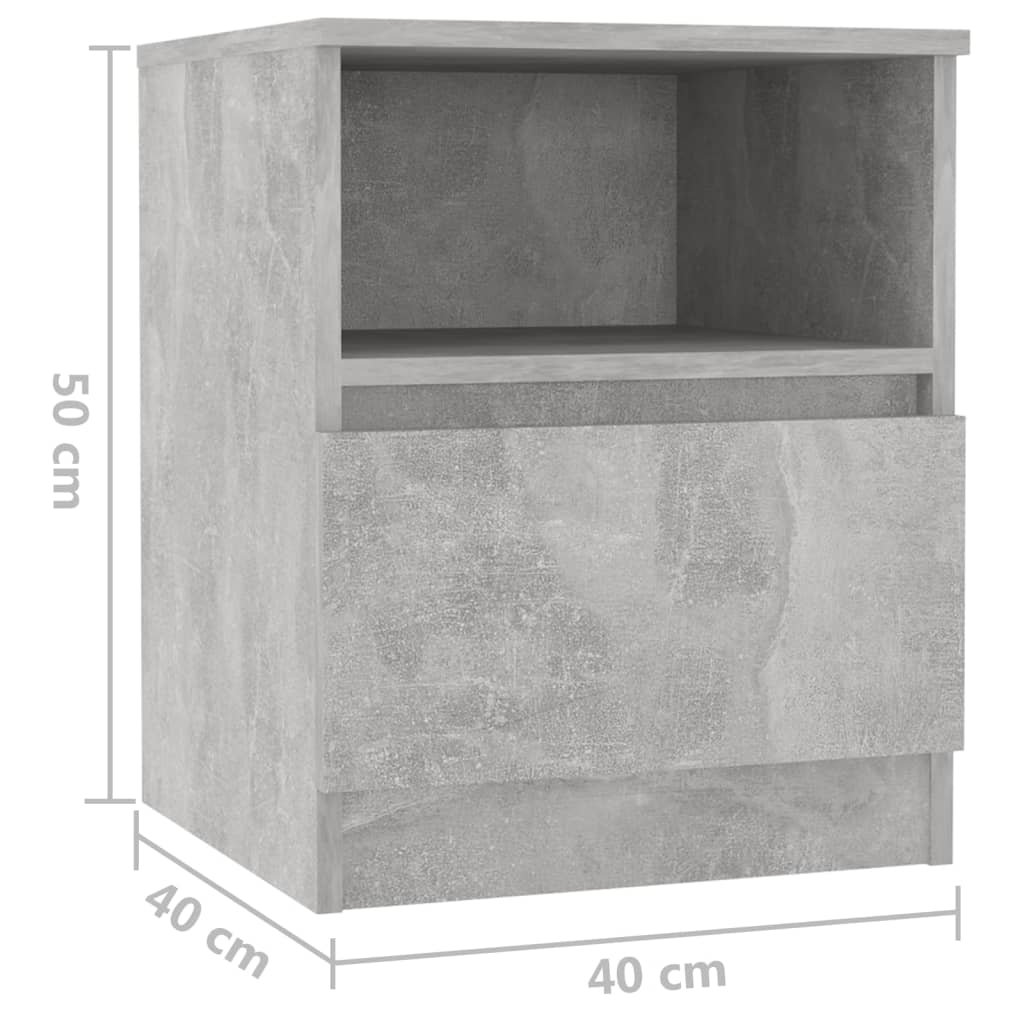 Bedside tables 2 pcs. Concrete grey 40x40x50 cm wood material