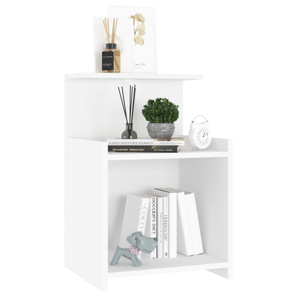 Table de chevet blanche 40x35x60 cm en bois