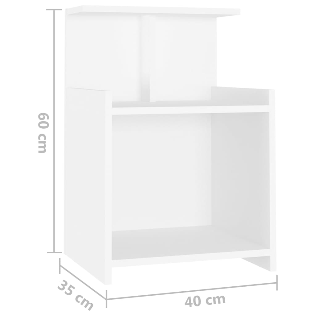 Table de chevet blanche 40x35x60 cm en bois