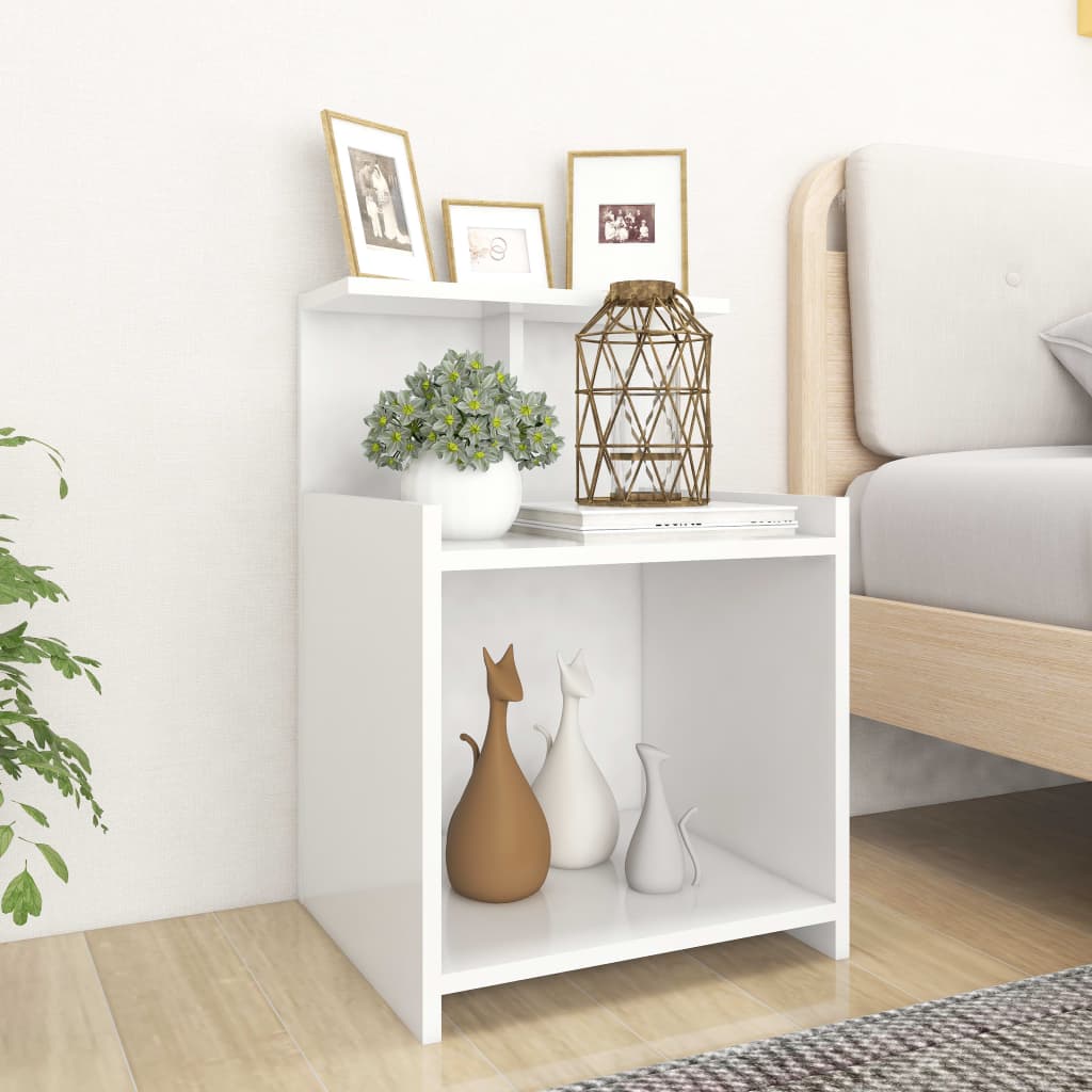 Table de chevet blanche 40x35x60 cm en bois