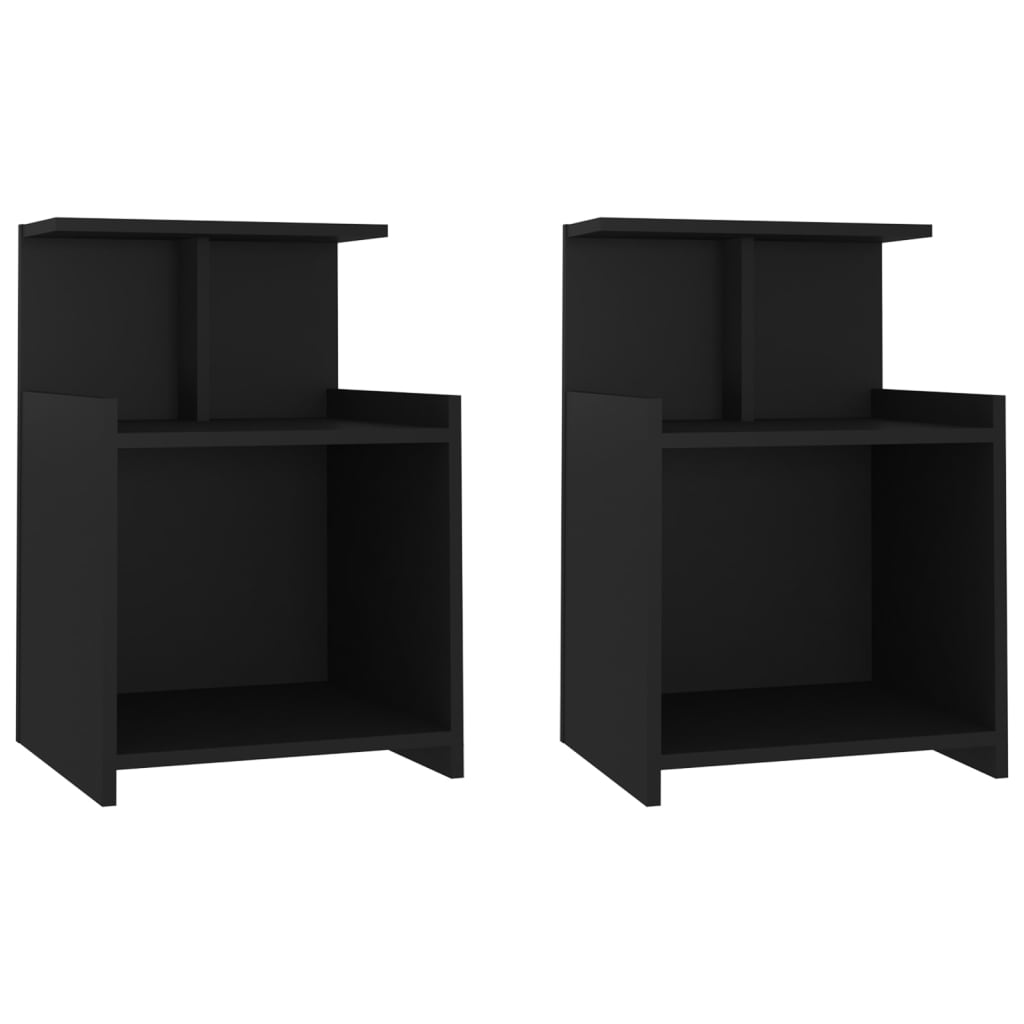 Tables de chevet 2 pcs. Noir 40x35x60 cm en bois