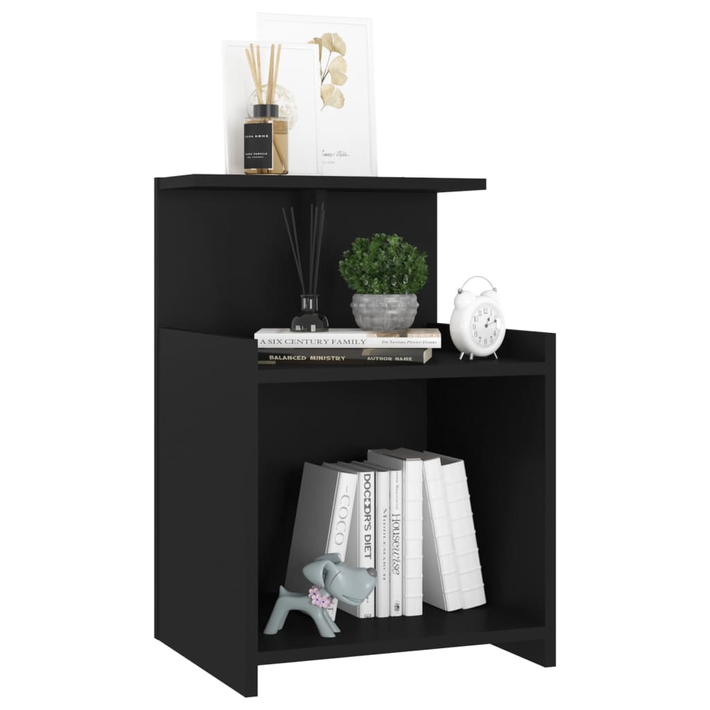 Tables de chevet 2 pcs. Noir 40x35x60 cm en bois