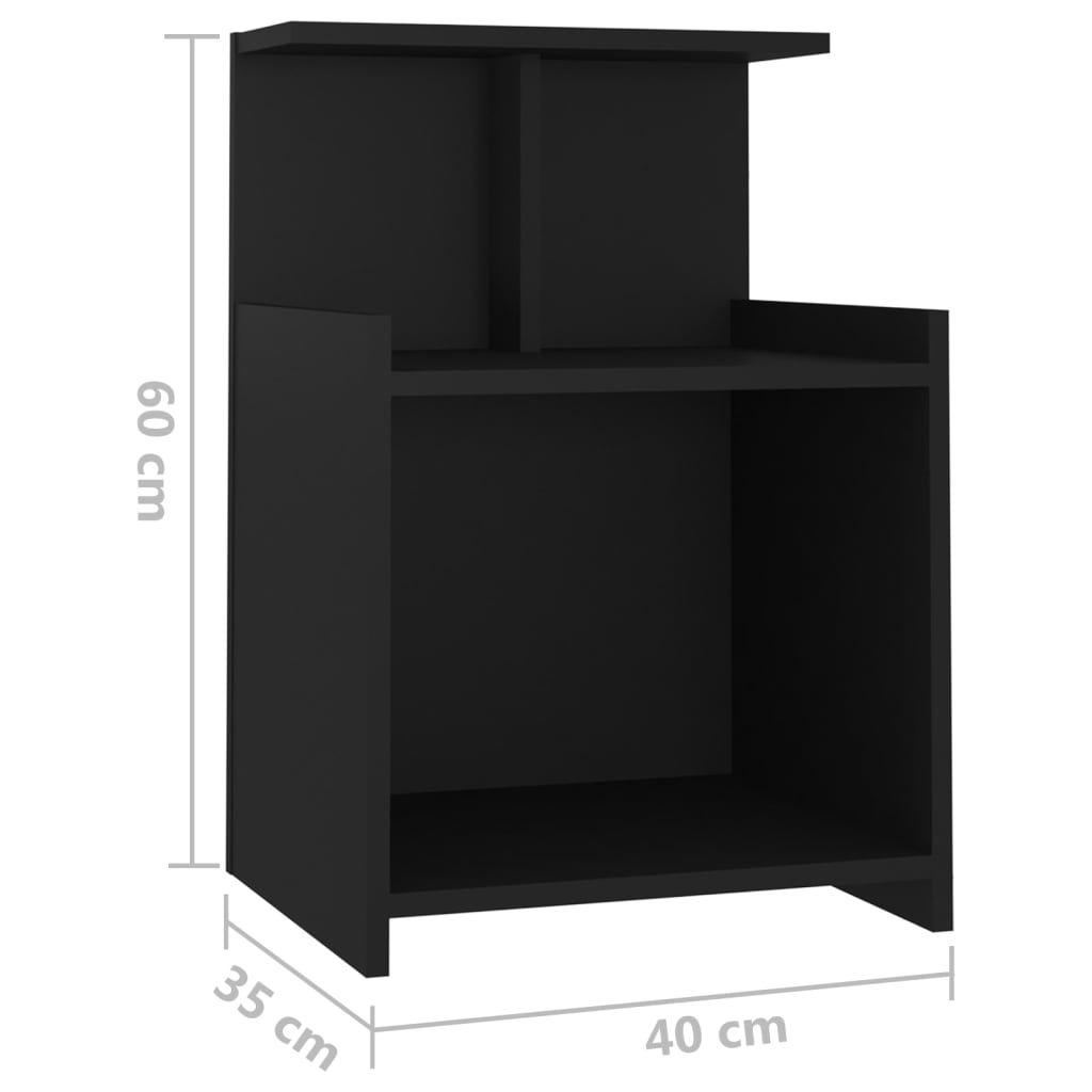 Tables de chevet 2 pcs. Noir 40x35x60 cm en bois