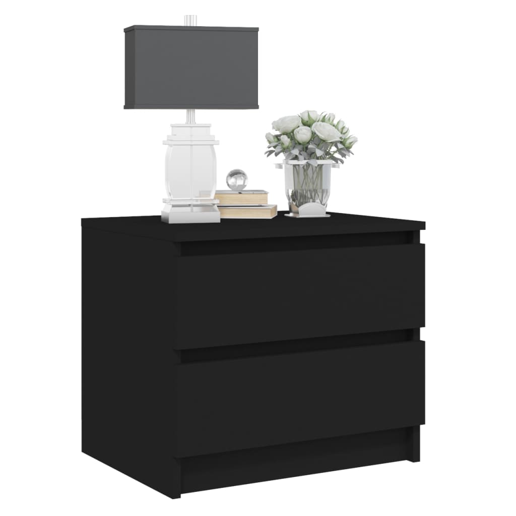 Tables de chevet 2 pcs. Noir 50x39x43,5 cm en bois