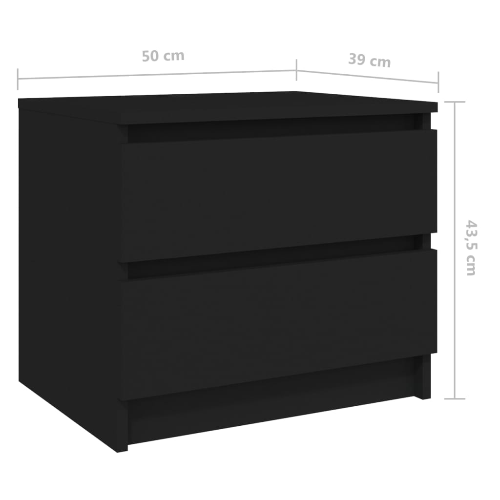 Tables de chevet 2 pcs. Noir 50x39x43,5 cm en bois