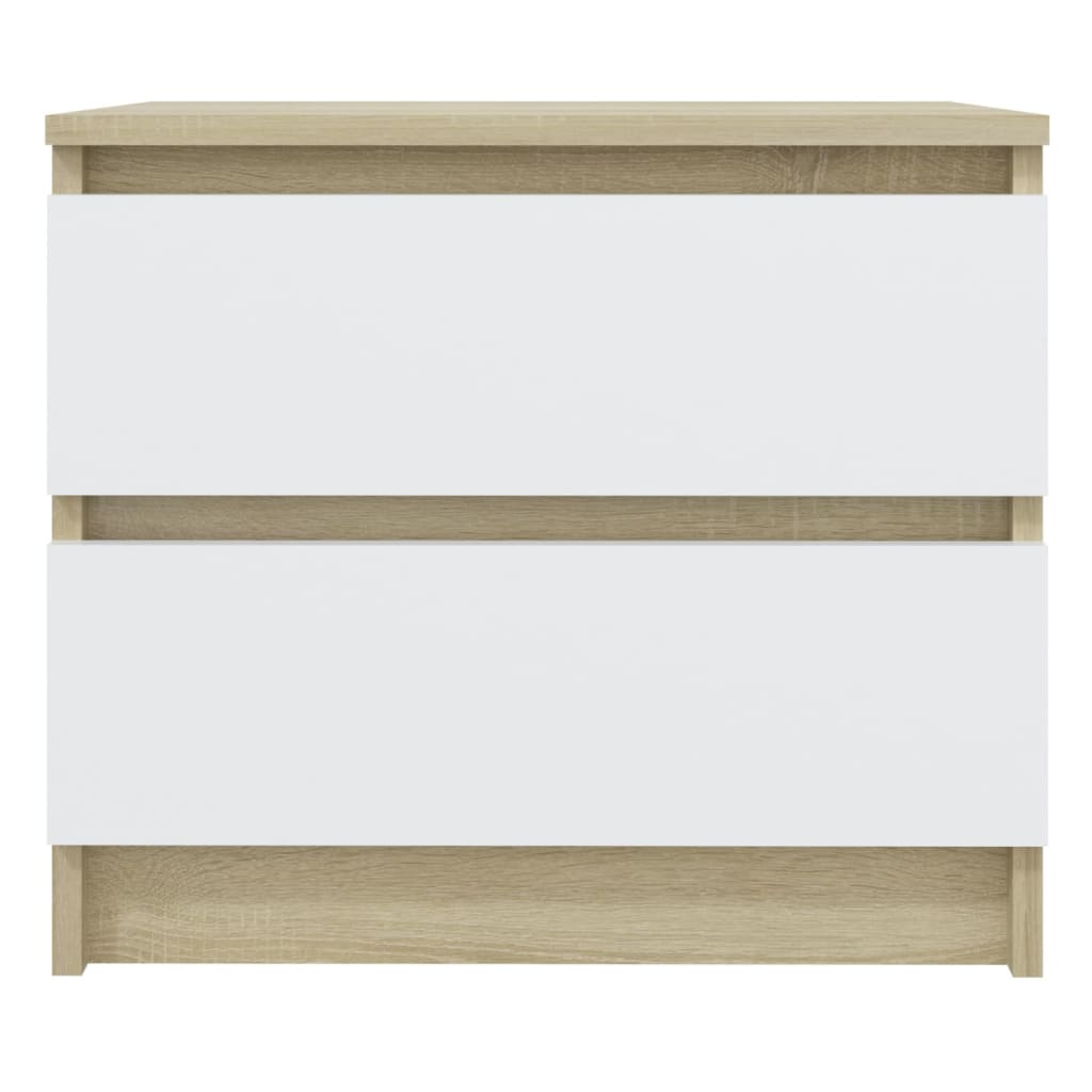 Nachttische 2 Stk. Weiß Sonoma-Eiche 50x39x43,5cm Holzwerkstoff