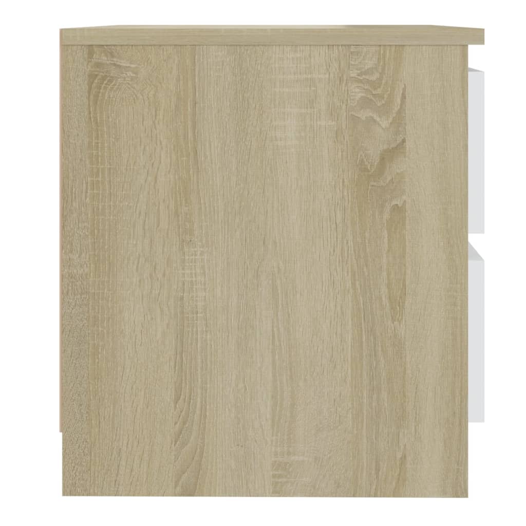 Nachttische 2 Stk. Weiß Sonoma-Eiche 50x39x43,5cm Holzwerkstoff