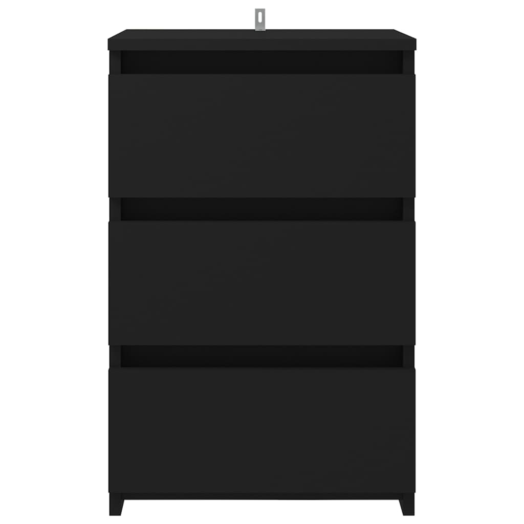 Bedside Table Black 40x35x62.5 cm Wood Material