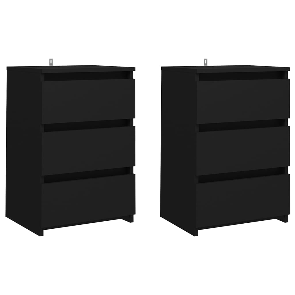 Tables de chevet 2 pcs. Noir 40x35x62,5 cm en bois