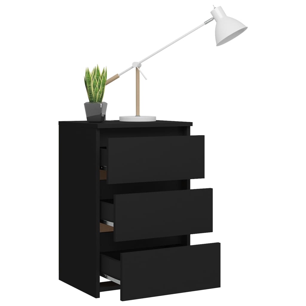 Tables de chevet 2 pcs. Noir 40x35x62,5 cm en bois