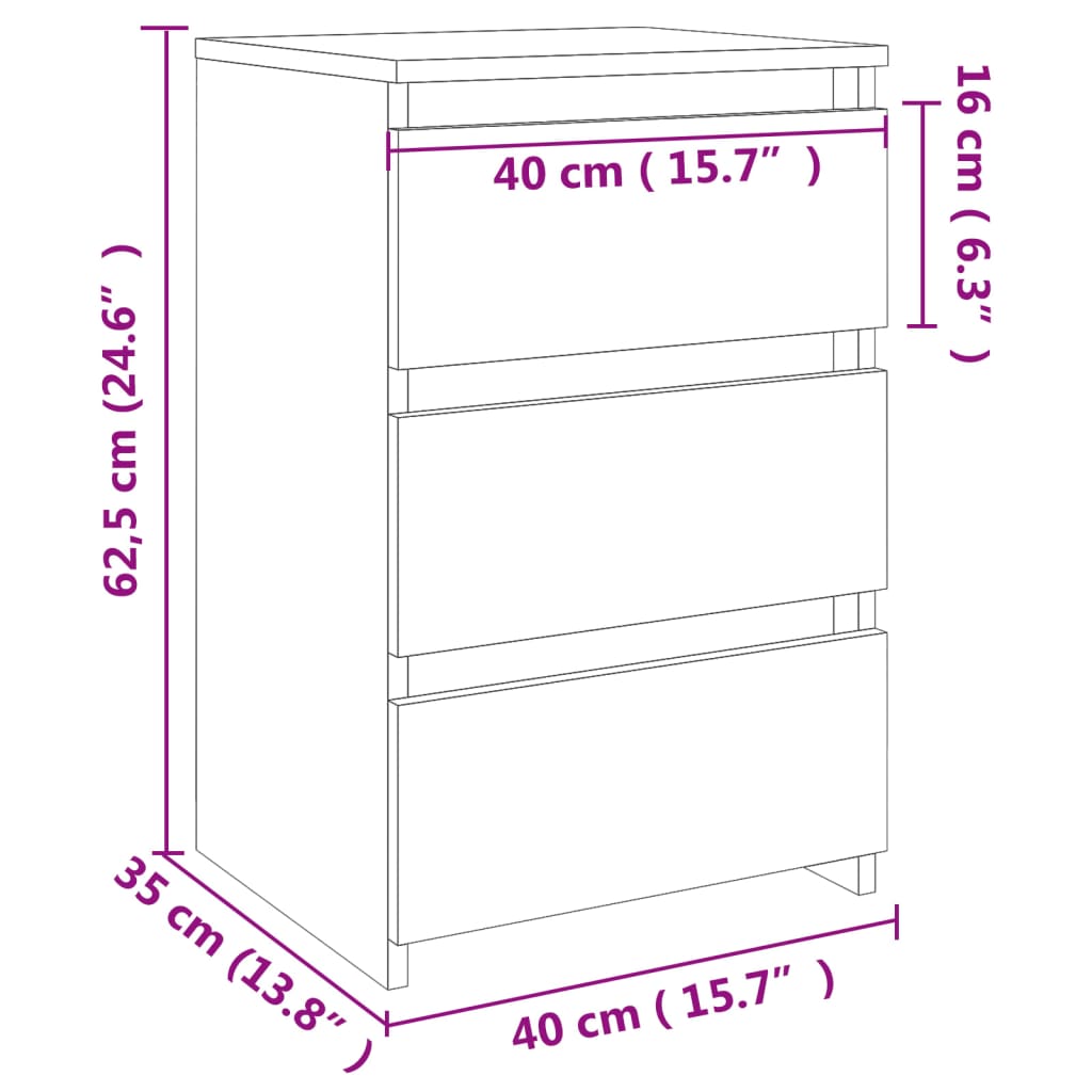 Tables de chevet 2 pcs. Chêne Sonoma 40x35x62,5 cm matériau bois