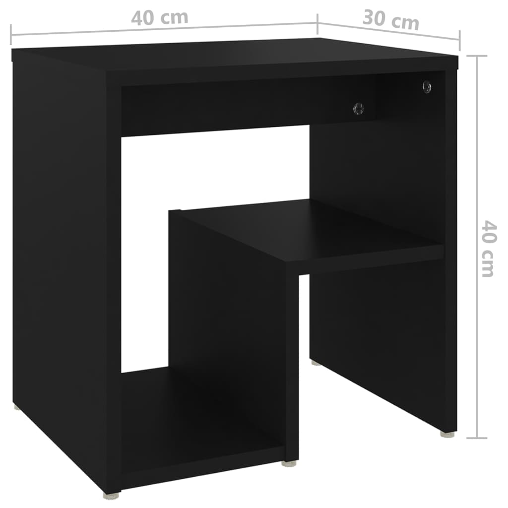 Tables de chevet 2 pcs. Noir 40x30x40 cm en bois