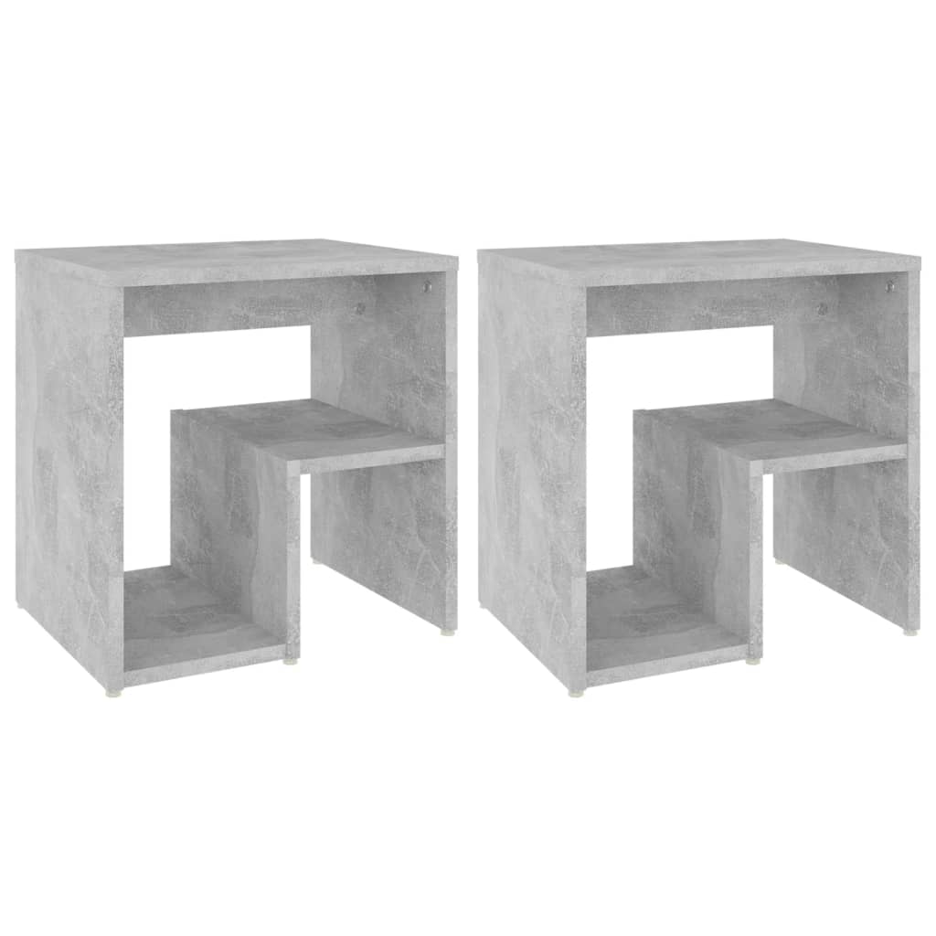 Bedside tables 2 pcs. Concrete grey 40x30x40 cm wood material