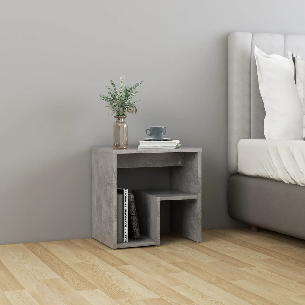 Bedside tables 2 pcs. Concrete grey 40x30x40 cm wood material