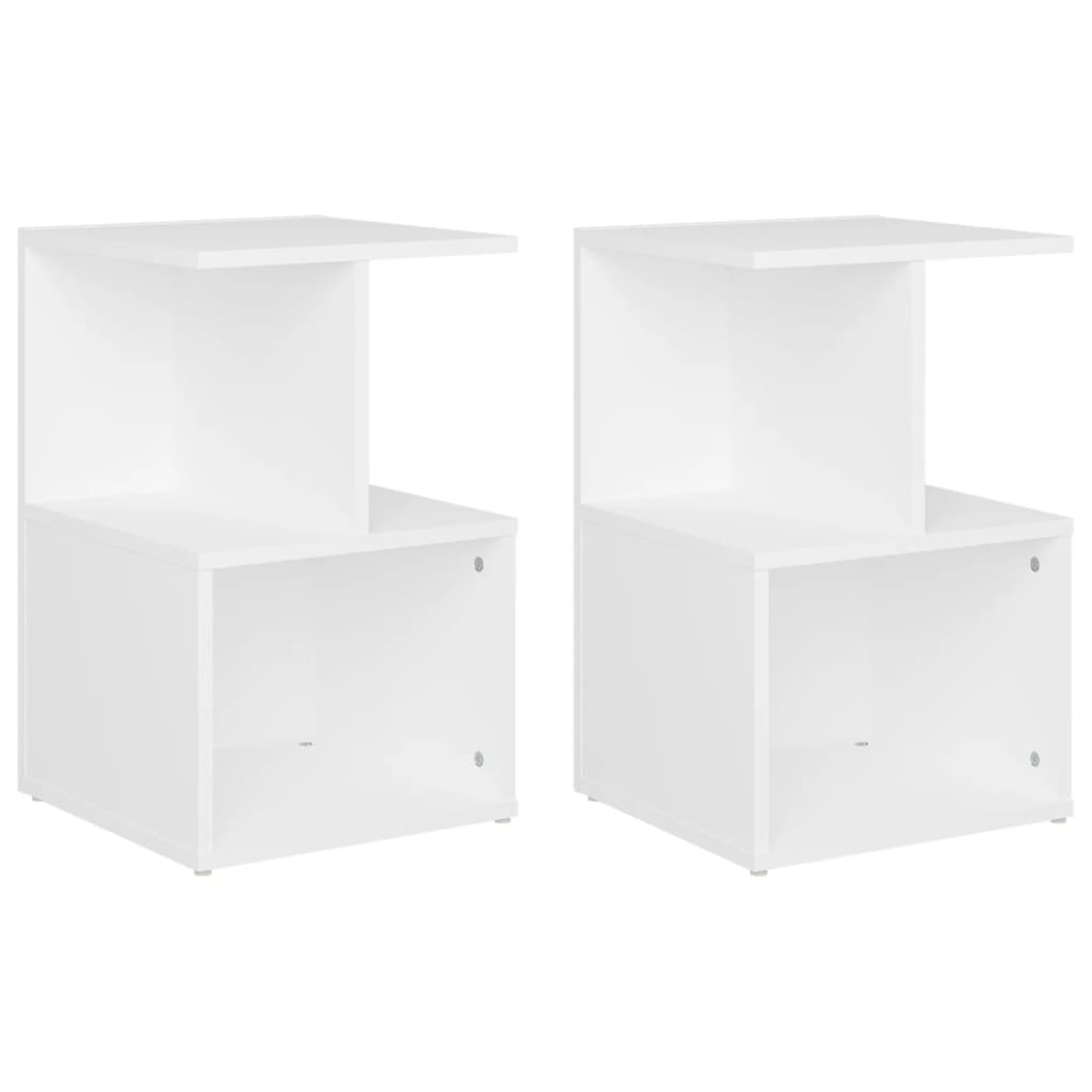 Tables de chevet 2 pcs. Blanc 35x35x55 cm en bois