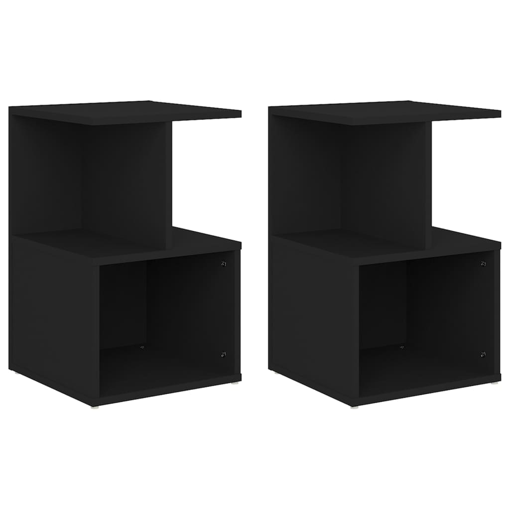 Tables de chevet 2 pcs. Noir 35x35x55 cm en bois