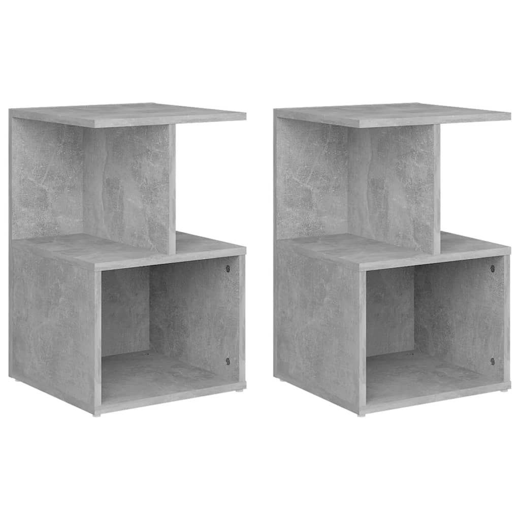 Bedside tables 2 pcs. Concrete grey 35x35x55 cm wood material