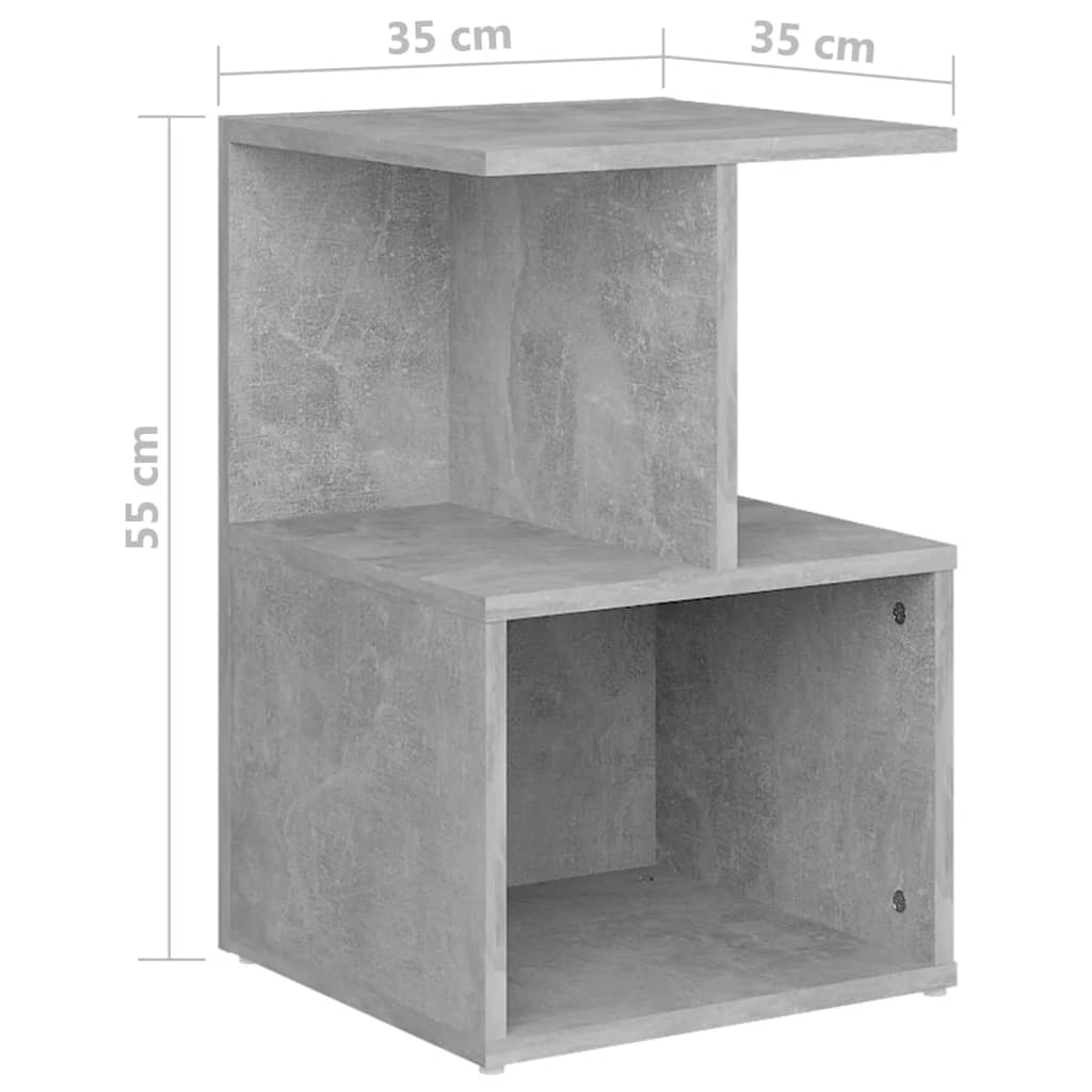 Bedside tables 2 pcs. Concrete grey 35x35x55 cm wood material