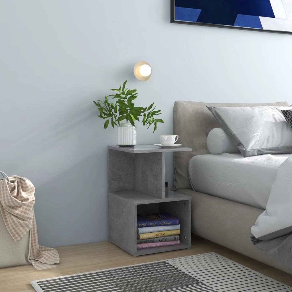 Bedside tables 2 pcs. Concrete grey 35x35x55 cm wood material