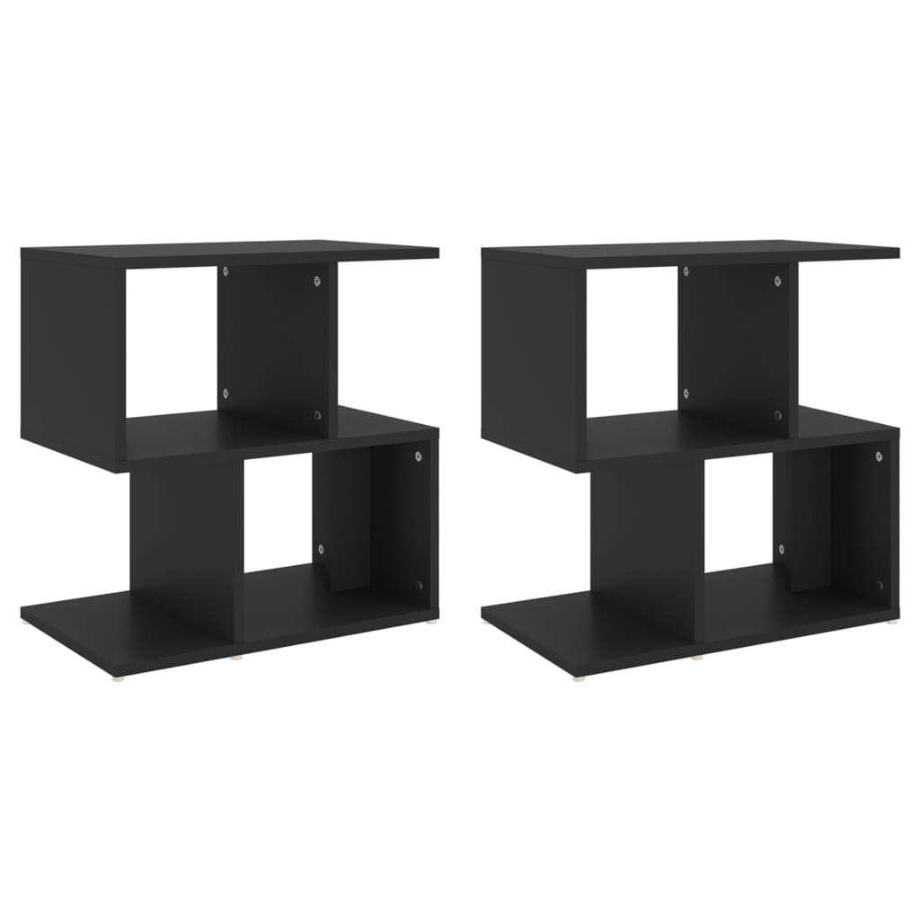 Tables de chevet 2 pcs. Noir 50x30x51,5 cm en bois