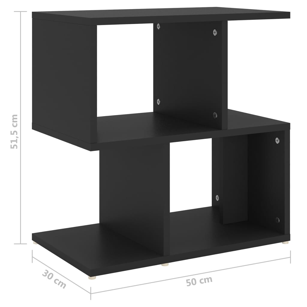 Tables de chevet 2 pcs. Noir 50x30x51,5 cm en bois