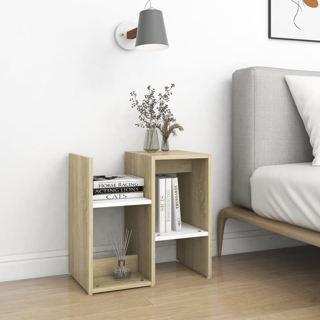 Nachttische 2 Stk. Weiß Sonoma-Eiche 50x30x51,5 Holzwerkstoff