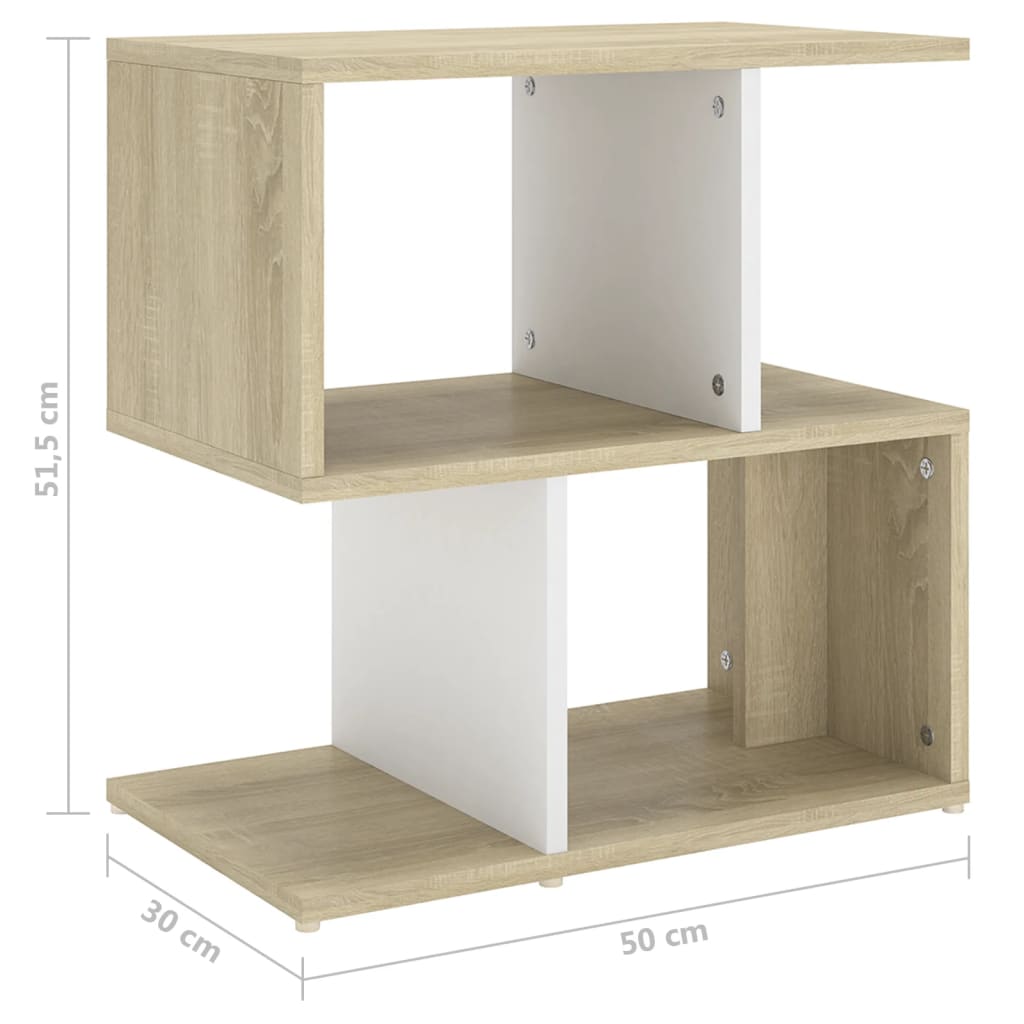 Nachttische 2 Stk. Weiß Sonoma-Eiche 50x30x51,5 Holzwerkstoff