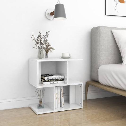 Bedside table high gloss white 50x30x51.5 cm wood material