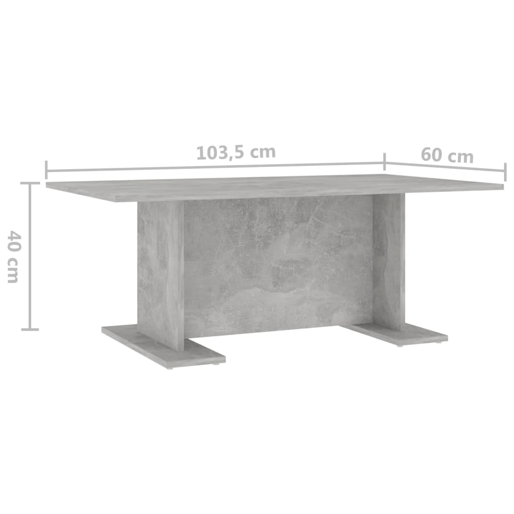Table basse en béton gris 103,5x60x40 cm en bois