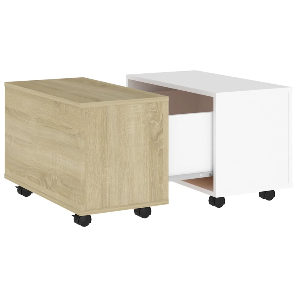 Table basse blanche et chêne Sonoma 60x60x38 cm matériau bois