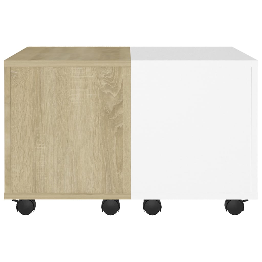 Table basse blanche et chêne Sonoma 60x60x38 cm matériau bois