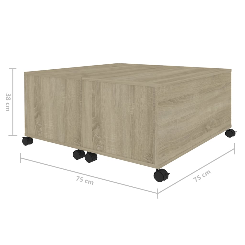 Table basse en chêne Sonoma 75x75x38 cm matériau bois