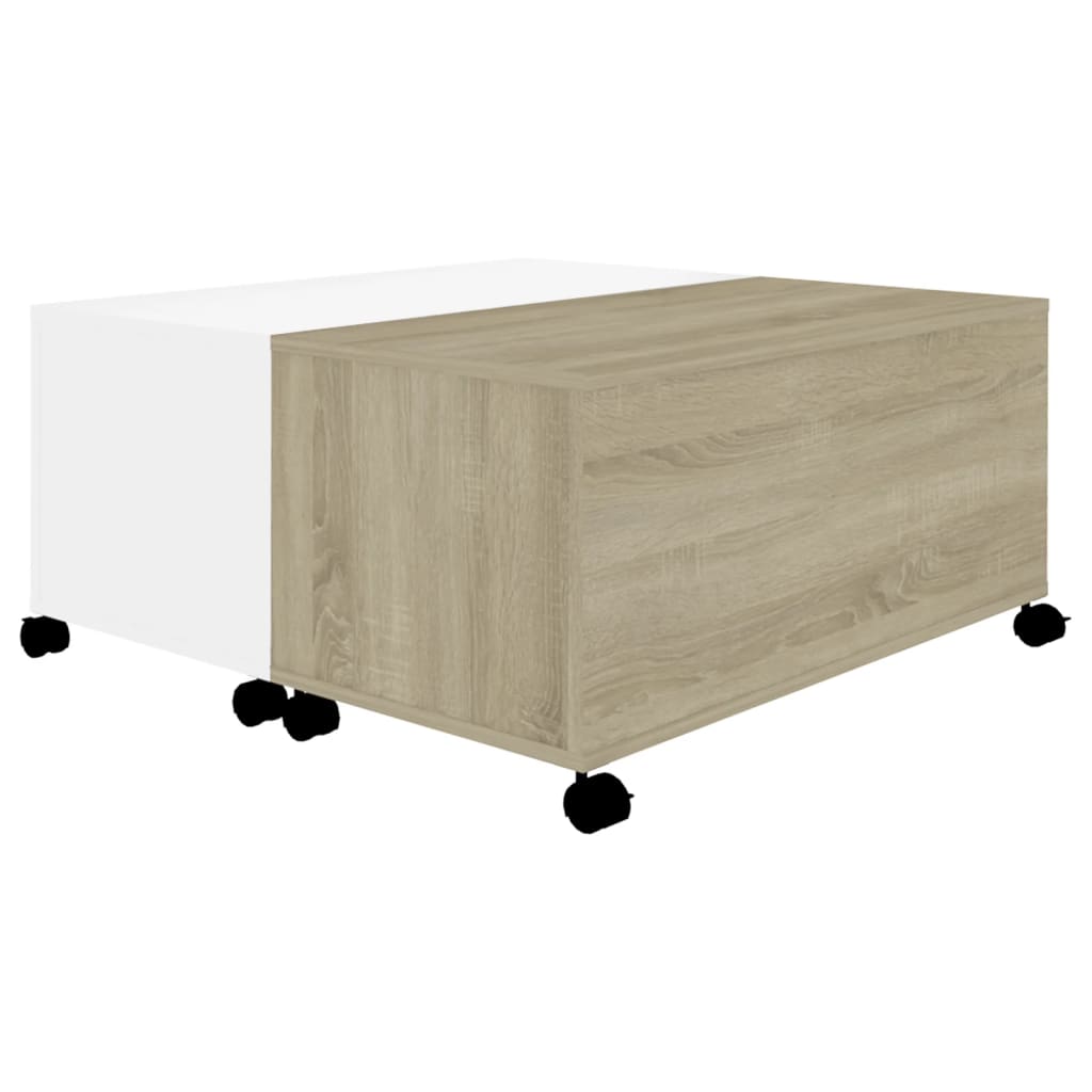 Table basse en chêne Sonoma blanc 75x75x38 cm matériau bois