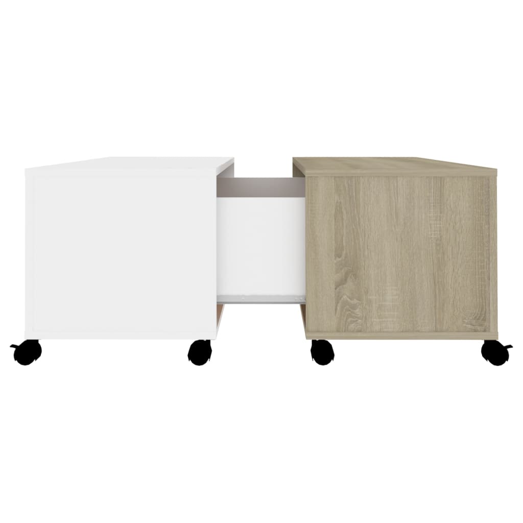Table basse en chêne Sonoma blanc 75x75x38 cm matériau bois