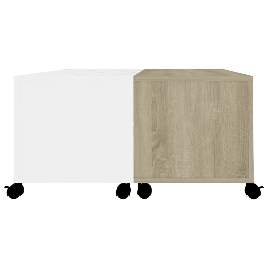 Table basse en chêne Sonoma blanc 75x75x38 cm matériau bois