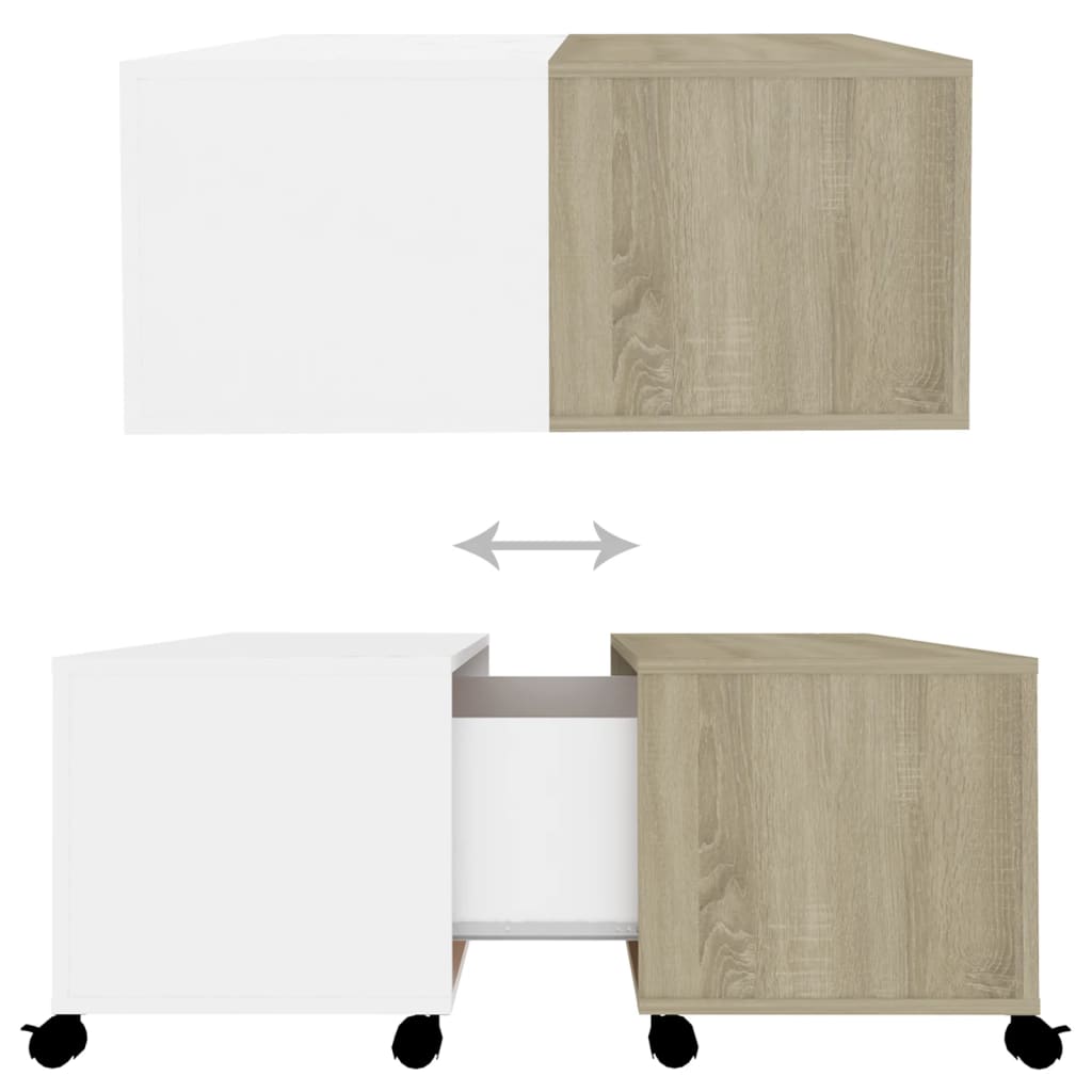 Table basse en chêne Sonoma blanc 75x75x38 cm matériau bois