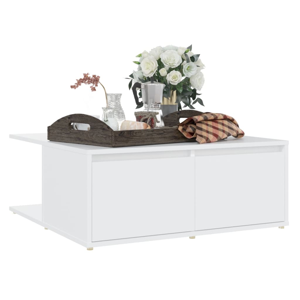Table basse blanche 80x80x31 cm en bois