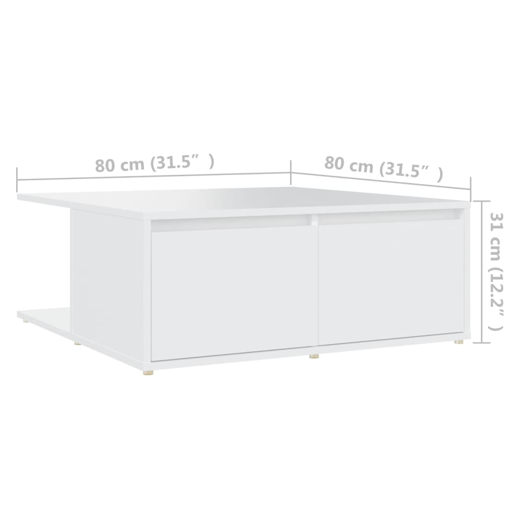 Table basse blanche 80x80x31 cm en bois