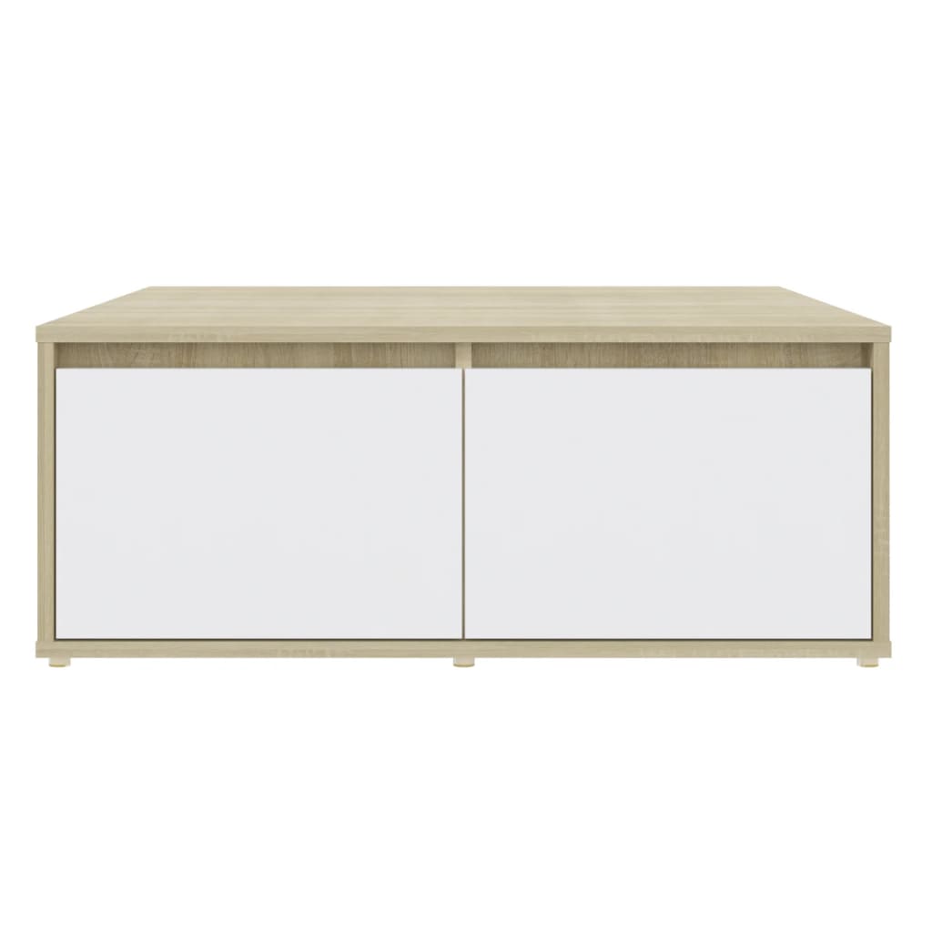 Table basse blanc et chêne Sonoma 80x80x31 cm matière bois