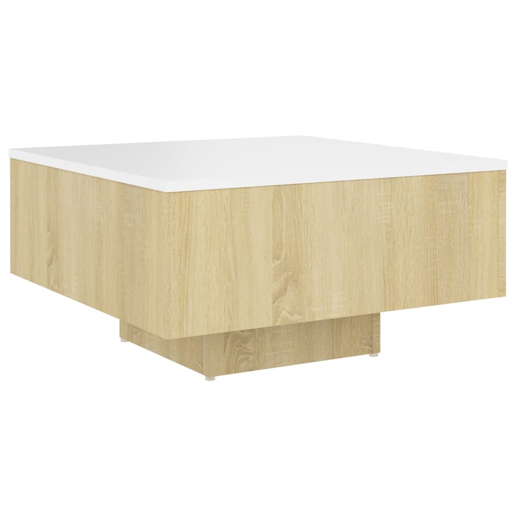 Couchtisch Weiß und Sonoma-Eiche 60x60x31,5 cm Holzwerkstoff