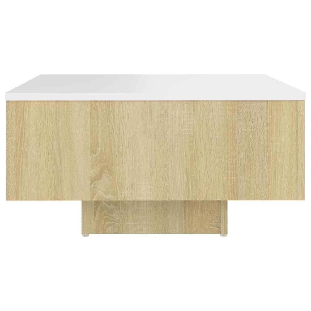 Couchtisch Weiß und Sonoma-Eiche 60x60x31,5 cm Holzwerkstoff
