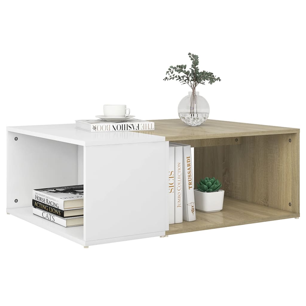 Couchtisch Weiß Sonoma-Eiche 90x67x33 cm Holzwerkstoff