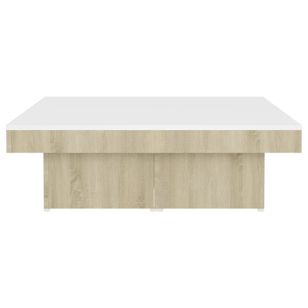 Couchtisch Weiß und Sonoma-Eiche 90x90x28 cm Holzwerkstoff
